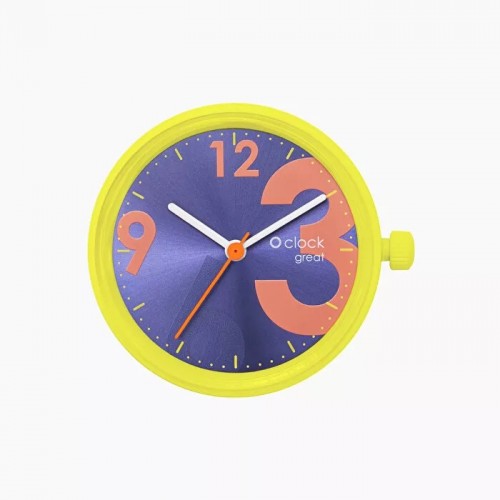 O clock great .Cadran soleil nombres fluo jaune genêt 